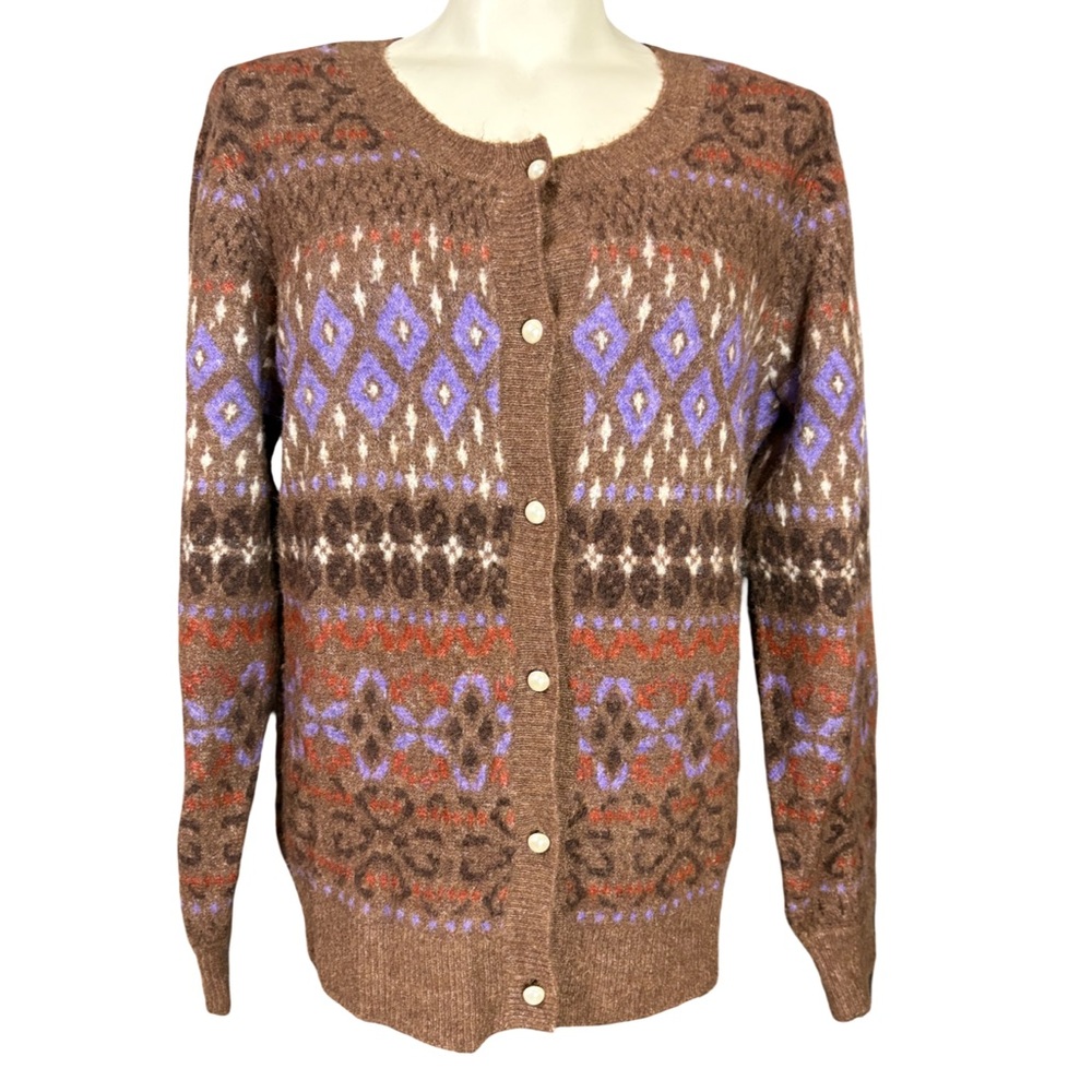 Elegant Brown Patterned Cardigan